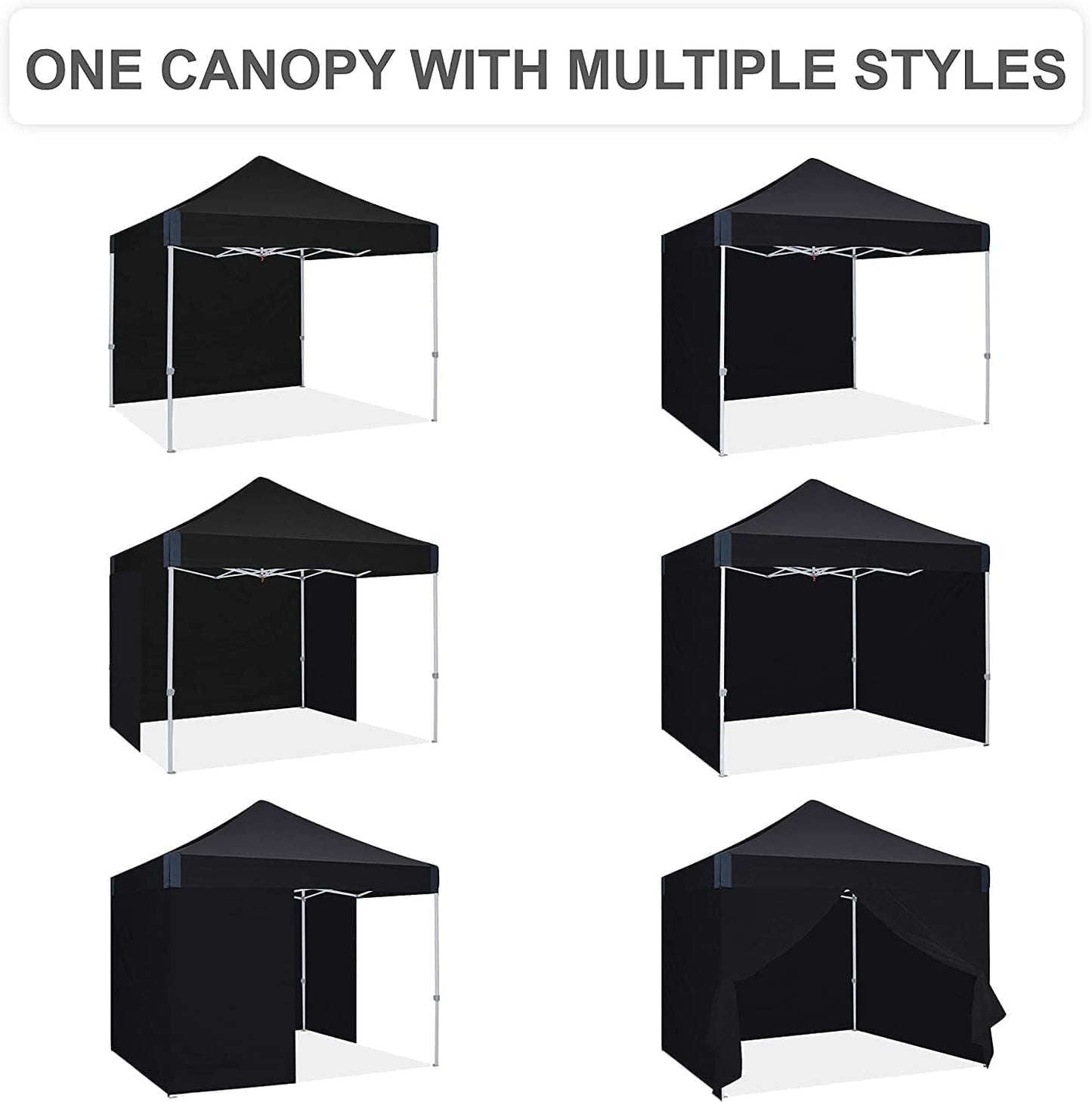 10x10 pop up Canopy Tent, Eazy up Outdoor Patio Canopy Tent with sidewalls, Heavy Duty Commercial Instant Canopy Tent with Sand Bags for Deck, Party, Camping， Backyard, Playground, Black