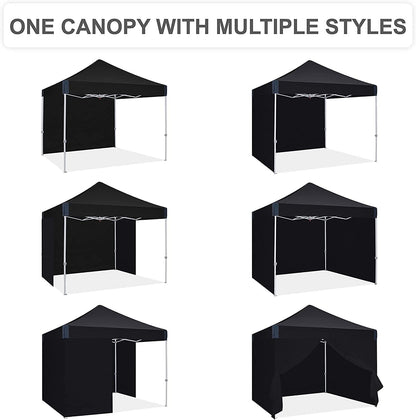 10x10 pop up Canopy Tent, Eazy up Outdoor Patio Canopy Tent with sidewalls, Heavy Duty Commercial Instant Canopy Tent with Sand Bags for Deck, Party, Camping， Backyard, Playground, Black