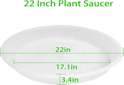 Plant Saucer - 2 Pack 22 Inch Extra Large Durable Plastic Plant Trays Clear, Extra-Deep 3.4" Plant Tray, Bird Bath Bowls for Garden