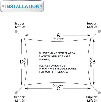 Patio Paradise 8' x 8' Sun Shade Sail Rectangle Canopy Patio Cover Sunlight Block Awning Heavy Duty Commercial Grade for Backyard Lawn Garden Outdoor Activities, Turquoise