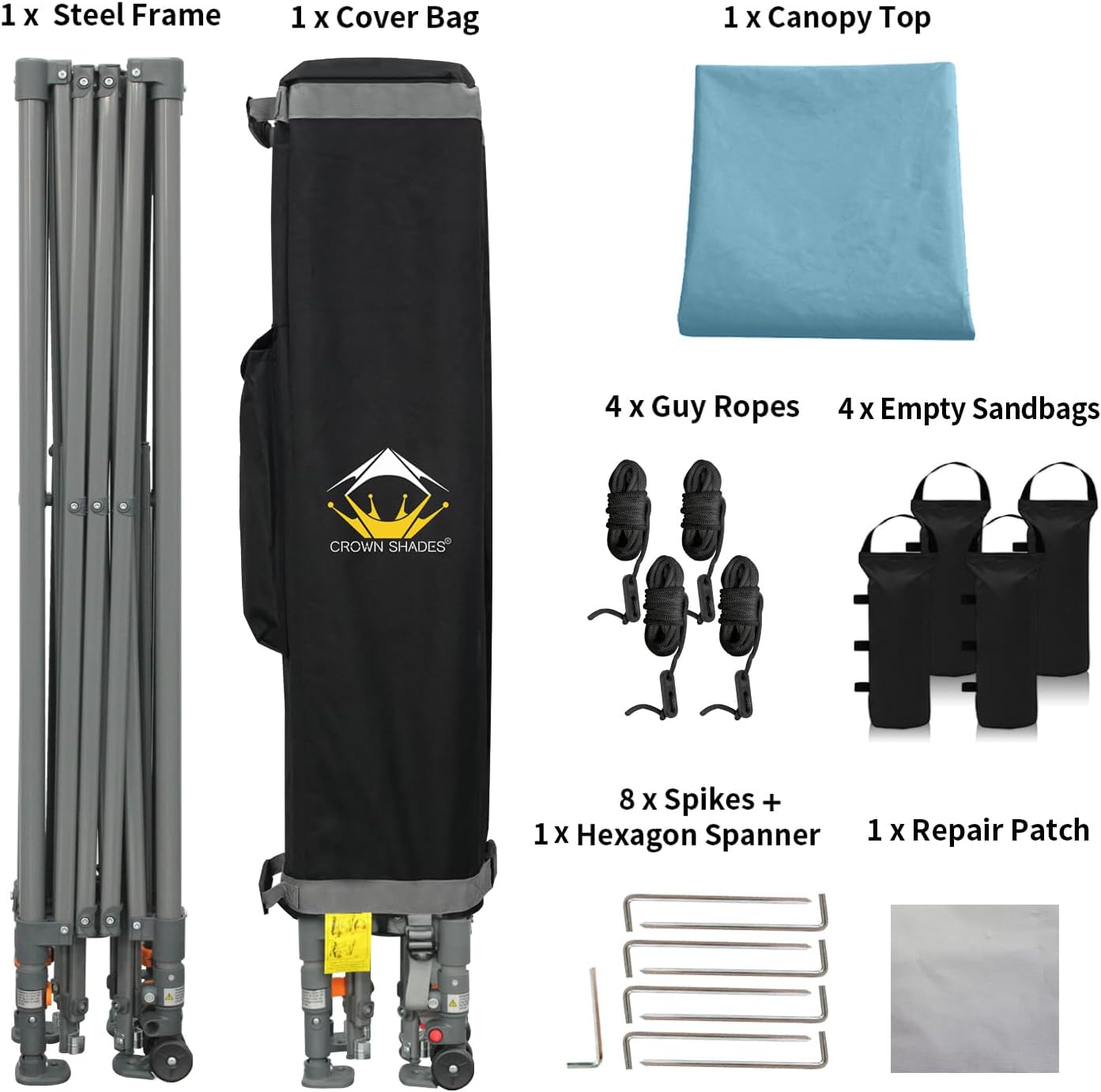 CROWN SHADES Adjustable Height on The Fly, 10x10 Pop Up Canopy - Beach Tent with One Push Setup - Easy Outdoor Sun Shade for Events, Parties, Camping - Outside Shade with STO-N-Go Bag, Cyan Blue