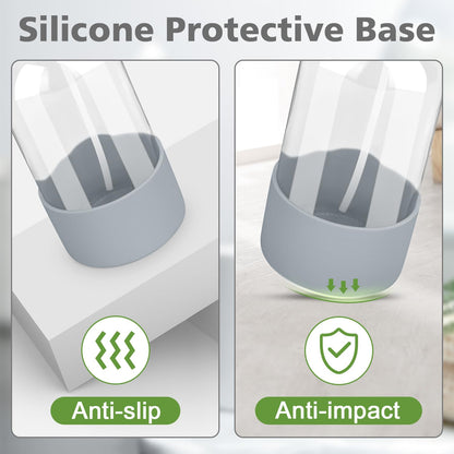 Glass Spray Bottles with Silicone Sleeve Protection, Empty 16 oz Refillable Containers, Reusable Spray Bottles with Adjustable Nozzle for Hair, Cleaning Solutions, Essential Oils 1 Pack Grey