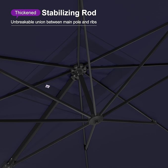 PURPLE LEAF 9' X 12' Rectangle Patio Umbrella Large Cantilever Outdoor Aluminum Offset Umbrella with 360-degree Rotation for Garden Deck Backyard Pool, Navy Blue