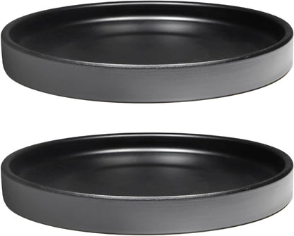2 Pack Ceramic Plant Saucer Pot Tray 8 Inch, Planter Saucers 4 5 6 7 8 9 10 11 12 13 Inch for Indoors Outdoor, Durable Sturdy Flower Drainage drip Water Tray for Glazed Pots Base (8.5 Inch-Black)