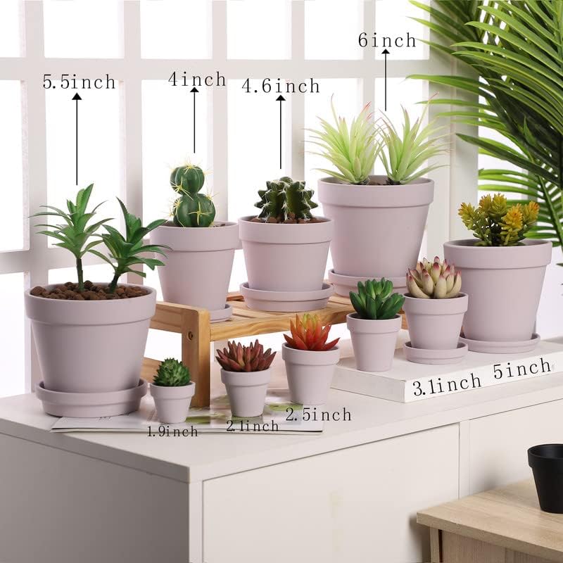 Pink Terra Cotta Pots with Saucer- 6-Pack Small Terracotta Pot Clay Pots 4'' Clay Ceramic Pottery Planter Cactus Flower Pots Succulent Pot with Drainage Hole- Great for Plants,DIY Craft Projects