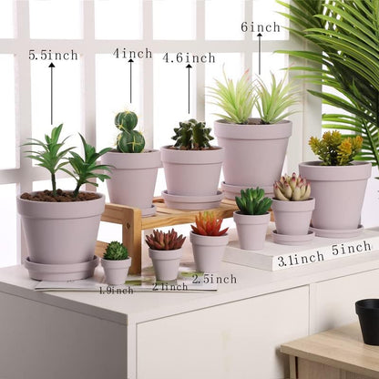 Pink Terra Cotta Pots with Saucer- 6-Pack Small Terracotta Pot Clay Pots 4'' Clay Ceramic Pottery Planter Cactus Flower Pots Succulent Pot with Drainage Hole- Great for Plants,DIY Craft Projects