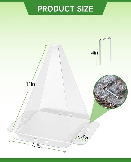 60 Pack Garden Cloches for Plants - Clear Reusable Plastic Seedling Covers with 120 Metal Stakes - Mini Greenhouse Plant Bell Covers for Frost, Sun, Pests Protection(7.8" x 11")