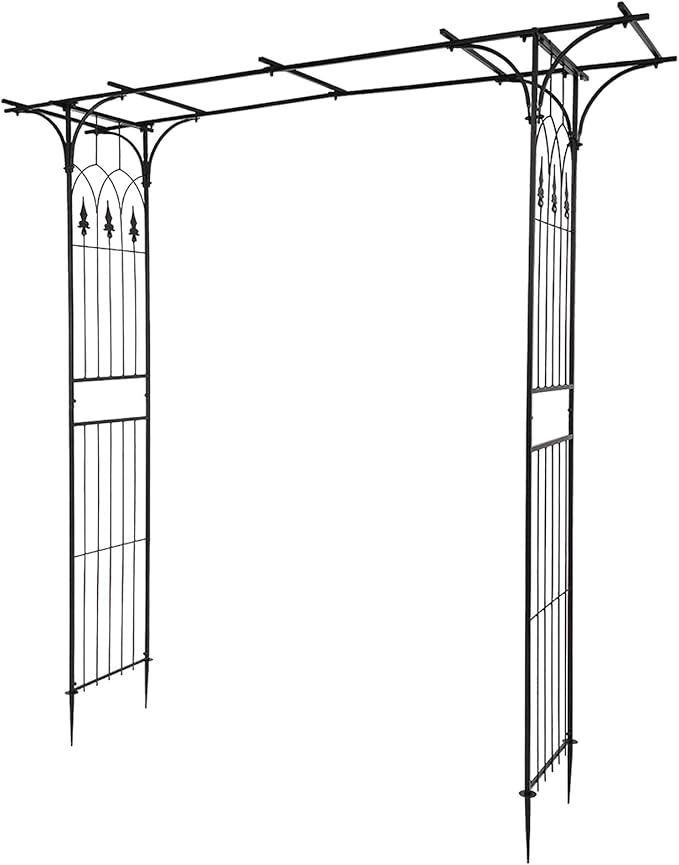 VINGLI Garden Arbor, Arch Archway for Wedding Ceremony Party, Steel Garden Trellis for Plant Climbing, Christmas Decorations Pergola for Backyard, Lawn (Black)