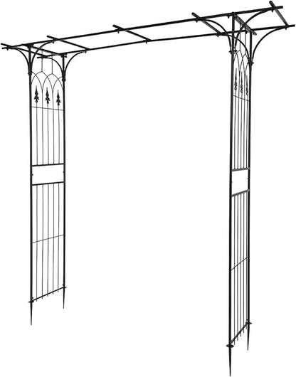 VINGLI Garden Arbor, Arch Archway for Wedding Ceremony Party, Steel Garden Trellis for Plant Climbing, Christmas Decorations Pergola for Backyard, Lawn (Black)