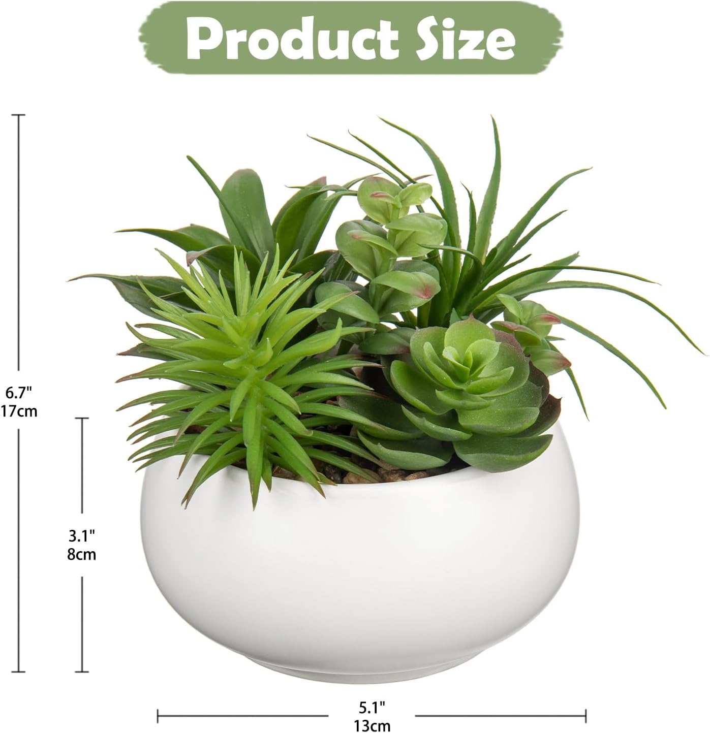 Fake Plants Artificial Succulents in Pots Faux Succulent Arrangement Potted Plant in White Ceramic Planter Bowl for Home Decor Office Desk Bathroom Shelf Living Room Indoor Decorations