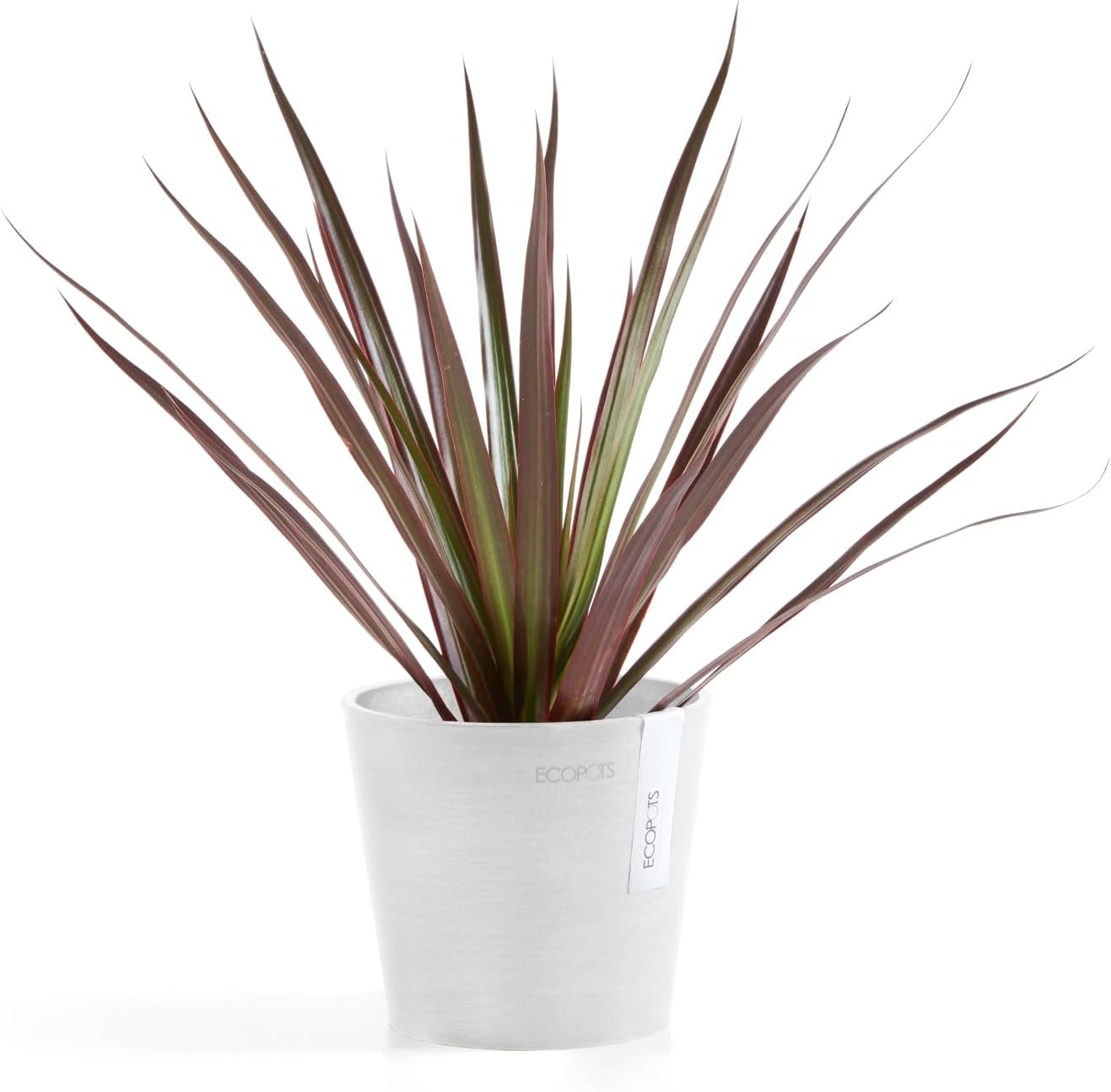 Ecopots Amsterdam Mini Durable Modern Round Recycled-Based Composite Flower Pot Planter, Pure White, 5"