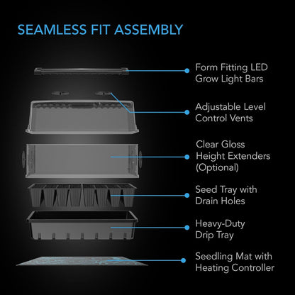 AC Infinity Heavy-Duty Humidity Dome 5x8 Germination Kit with Waterproof Seedling Mat, Full Spectrum LED Grow Light Bars, Samsung LM301H EVO Diodes, Vented Extension Panels, for Seed Starting