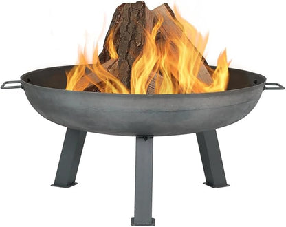Sunnydaze 30-Inch Cast Iron Heavy-Duty Fire Pit for Outside - Wood-Burning Outdoor Fire Pit Bowl with Handles - Steel Finish