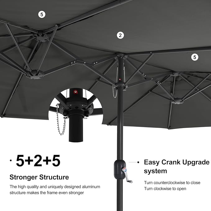 MASTERCANOPY Patio Outdoor Umbrella,15FT Double Sided Large Umbrella with Base