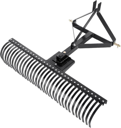 VEVOR Tow Behind Dethatcher, 60-inch Tow Dethatcher with 32 Steel Tines, 3-Point Lawn Dethatcher Rake with Attachments for Tractor, Landscape Rake for Garden, Farm, Grass