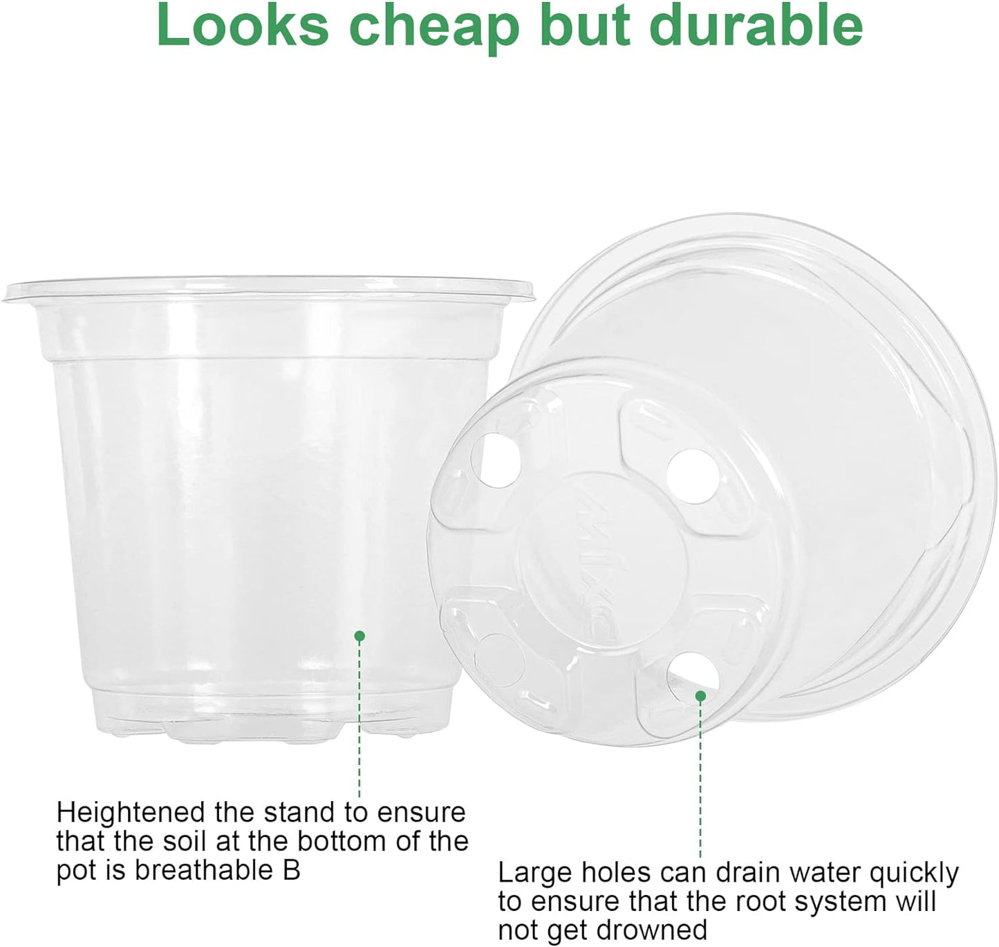 MIXC Clear Plant Nursery Pots with Humidity Dome 4" Soft Transparent Plastic Gardening Pot Planting Containers Cups Planter Small Starter Seed Starting Trays for Seedling with 10pcs Plant Labels