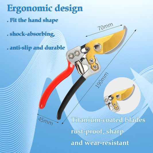 Ultra Sharp Germany Titanium Steel Pruning Shears - Cuts 3X Easier, Weak Hand Arthritis Snips, Rust-Resistant, Effortlessly 1-Inch Cut Capacity Garden Scissors, Ergonomic Handle (gt-06, 1)