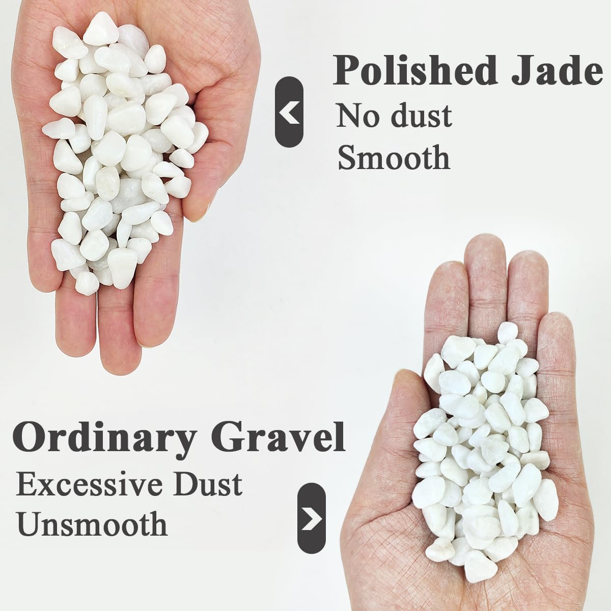 2LB Succulent and Cactus Gravel Pebbles, 3/8 Inch Natural Decorative Polished Stones, River Rocks for Plants, Vases, Aquariums, Terrarium and Outdoor Gardening, White