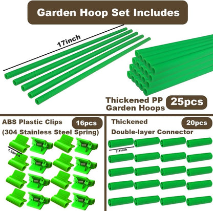 Greenhouse Hoops Set for DIY Grow Tunnel，Thickened High Tenacity PP Mid Green Garden Hoops for Row Cover，Raised beds，DIY Plant Support Garden Stakes, 25pcs