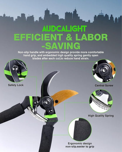 4-Pack Bypass Pruning Shears, Titanium Steel Blade,With Gardening Gloves,Shears Stainless, Ergonomic Hand Pruning Shears for Trees, Plants (Shears Gardening Tool Kit)