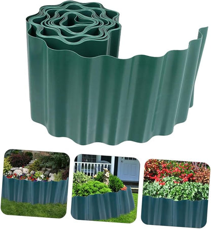 2 Rolls Reusable Plastic Lawn Border Fence Flexible Landscape Edging Kit for Garden Beds and Balconies Decorative Plant Fence Easy DIY Green Garden Trim