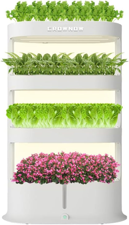 64 Pods Large Capacity Hydroponic Tower,4-Layer Hydroponics Growing System Kit with Full-Spectrum LED Grow Light,Timing Control,Indoor Hydroponic Garden for Plants Herb Vegetable