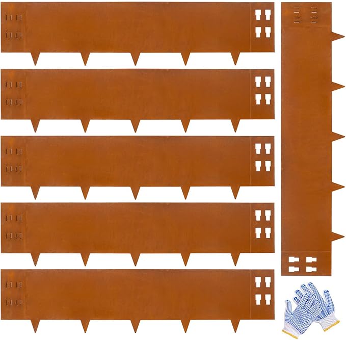 Corten Steel Landscape Edging Metal Garden Edging 40 Inch Strips Landscaping Steel 10 Inch Depth Garden Border Rusted Edge Flower Bed for Lawn Yard Outdoor Plant 6 pcs by GZGNEEVL