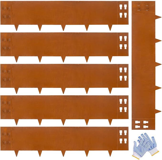 Corten Steel Landscape Edging Metal Garden Edging 40 Inch Strips Landscaping Steel 10 Inch Depth Garden Border Rusted Edge Flower Bed for Lawn Yard Outdoor Plant 6 pcs by GZGNEEVL