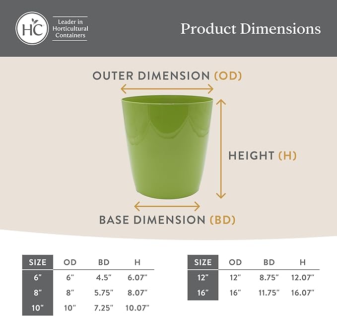 The HC Companies Aria Round Self-Watering Pot - Lightweight Plastic Planter for Herbs & More - Durable Plant Pots for Indoor Plants & Outdoor Plants (12" Beige, Pack of 1)