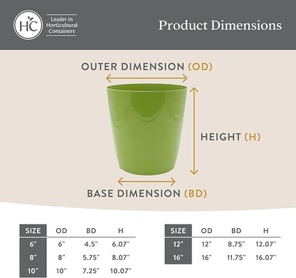 The HC Companies Aria Round Self-Watering Pot - Lightweight Plastic Planter for Herbs & More - Durable Plant Pots for Indoor Plants & Outdoor Plants (10" Matte Black, Pack of 2)