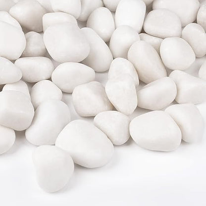 5 lbs White Rocks for Landscaping, 1-2 inch Decorative Rocks for Plants Indoor, Large Polished River Rocks for Garden, Outdoor Landscaping, Walkways, Yard, Plants Pots, Vases, Crafts
