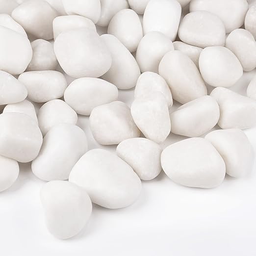 5 lbs White Rocks for Landscaping, 1-2 inch Decorative Rocks for Plants Indoor, Large Polished River Rocks for Garden, Outdoor Landscaping, Walkways, Yard, Plants Pots, Vases, Crafts