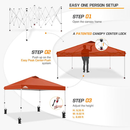 EAGLE PEAK Pop Up Canopy Tent with Wheeled Carry Bag, 8 Stakes, 4 Ropes, 4 Weight Bags, Easy Set Up Tent Canopy, 10x10 ft, 100sqft of Shade, Brick Red