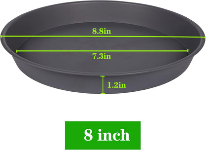 6 Pack of 7 8 inch Plant Saucer, Heavy Duty Plastic Plant Water Tray 8 inch Round, Flower Plant Saucers for Indoors No Holes, Plant Dishes Saucer for Planter 7"/8" (8", Cement Gray)