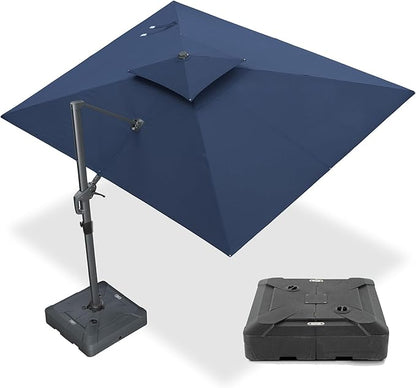 PURPLE LEAF 9' x 12' Cantilever Patio Umbrella Outdoor Umbrella with 280lbs Base Large Rectangular Windproof Offset Umbrella for Pool Deck Garden, Ocean Slate