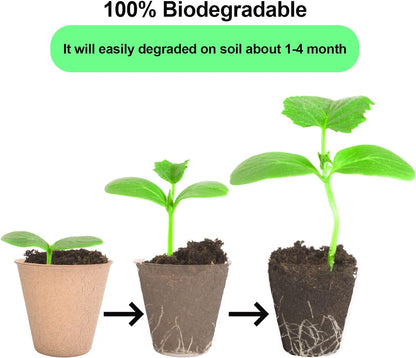 JERIA 200-Pack 3.15 Inch Peat Pots for Seedling with 200 Pcs Plant Labels,Outdoor Garden Germination Nursery Pots,Biodegradable Seed Starter Pots Kits