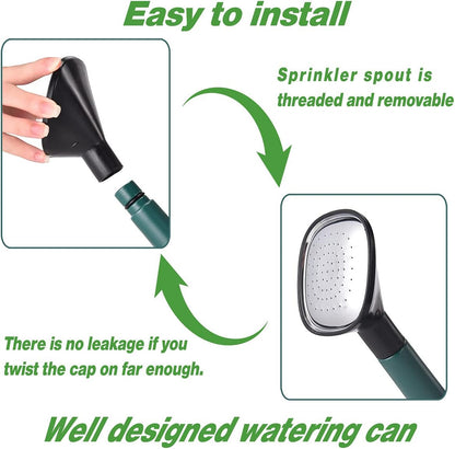 Watering Can 1 Gallon for Indoor Plants, Garden Watering Cans Outdoor Plant House Flower, Gallon Watering Can Large Long Spout with Sprinkler Head (Green)