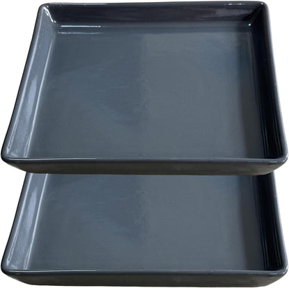 Square Plant Saucer 6 Inch 2 Pack，Plant Trays for Pots, Gray Ceramic Plant Saucers for Indoors Outdoors, Plant Drip Tray 4 6 8 10 12 14 Inch