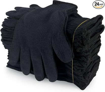 Evridwear Cotton Polyester String Knit Shell Safety Protection Work Gloves for Painter Mechanic Industrial Warehouse Gardening Construction Men & Women 12 Pairs, no Dots, Navy,Large