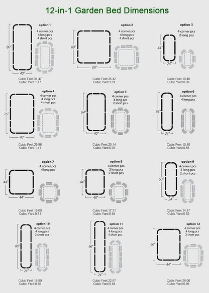 Olle 17" Tall 12-in-1 Sizes Raised Beds for Gardening Galvanized Planter for Vegetables Large Metal Raised Garden Beds Outdoors Size 5X5 Feets 8X2 Feets, Ivory 17" Tall