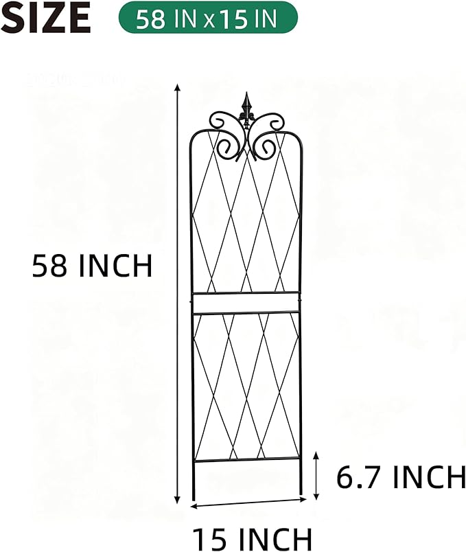 Garden Trellis for Climbing Plants 59inch x15inch Rustproof Metal Vine Trellises for Outdoor Climbing Plants Support Structures A (150cm) 2Pack
