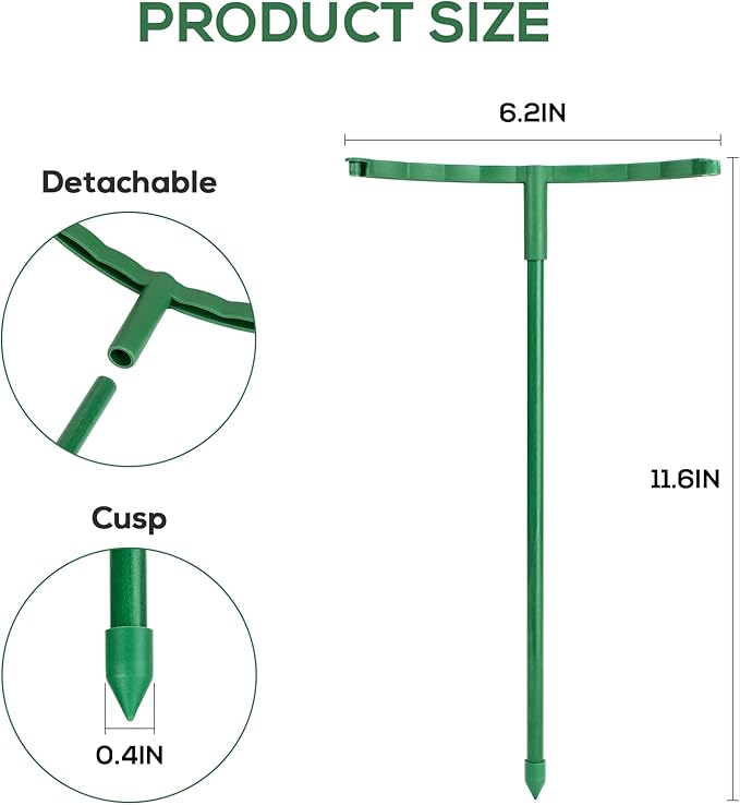 24 Pcs Plant Support Stakes, Half Round Plant Support for Indoor Plants, Stackable Garden Flower Support, Plant Stakes for Tomato, Monstera, Peony, Hydrangea Climbing Plants (6.2 "Wide X 11.6" High)