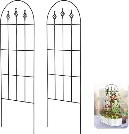 Idzo Decorative Metal Trellis for Climbing Plants Outdoor, Anti-Corrosion Powder Coated Garden Trellis, Sturdy Long Spikes, 48 Inch