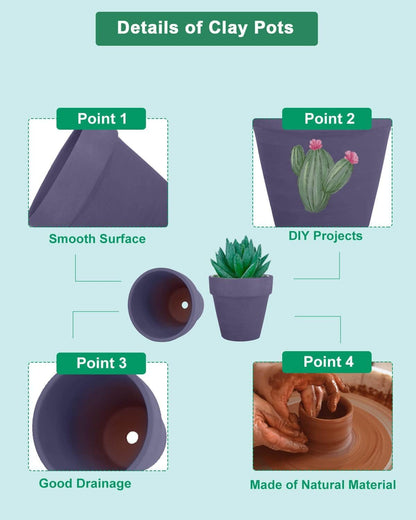 vensovo 48 Pcs 2" Tiny Terracotta & Terra Cotta Pots with Drainage - Purple Small Mini Clay Ceramic Pottery Planter Ideal for Indoor/Outdoor Plants, Crafts, Wedding Favors