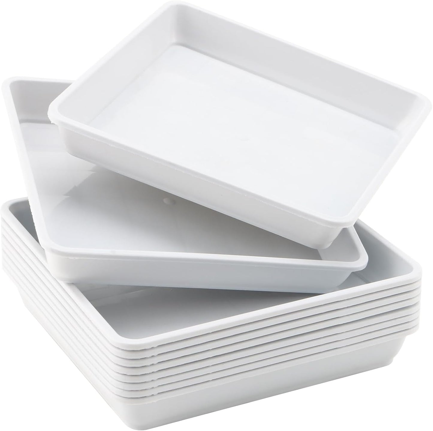 JOIKIT 15 PCS 10 x 10 Inch Square Plant Saucer, Plastic Plant Saucer Drip Tray, Square Flower Pot Tray for Indoors and Outdoor Plant Pots, 1.38 Inch Deep, White