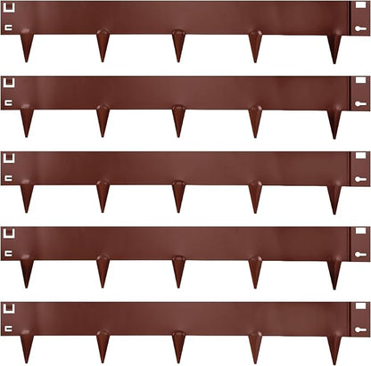5 Pack Metal Landscape Edging, 42”L x 7”H Brown Bendable Steel Lawn Garden Edging Border, No Dig Edging for Landscaping Yard Pathway (16.5 Ft Total)