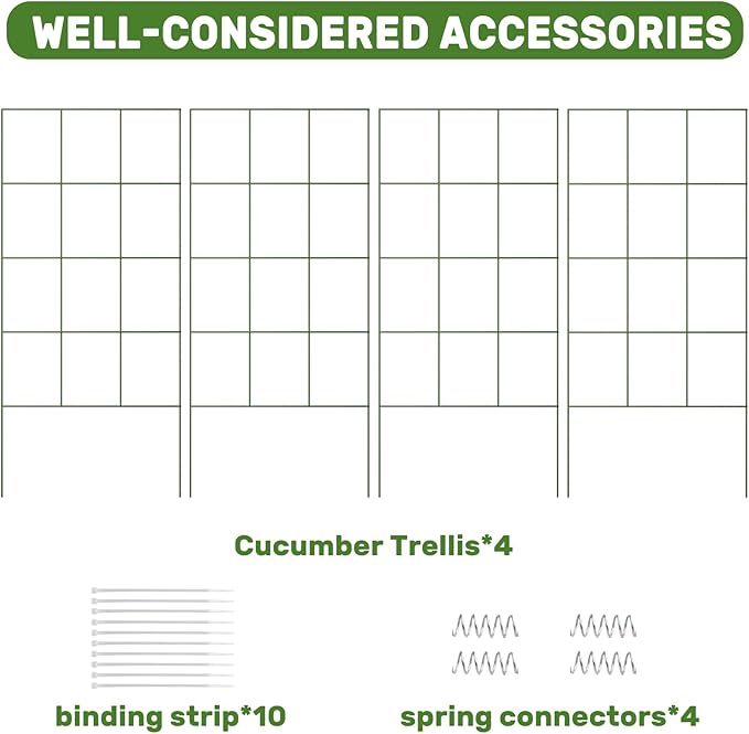 DOEWORKS Cucumber Trellis, 39" High Foldable A Frame Garden Trellis, 2 Pack, Plant Support for Climbing Cucumber, Beans, Tomatoes, Flowers, Green