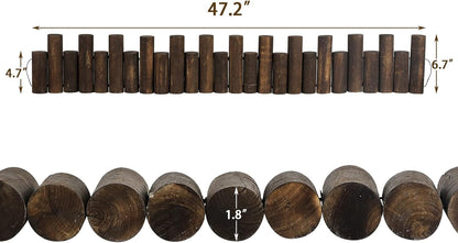 Worth Garden Log Rolls Edging - Wooden Short Fence Border - 6.5 in. H x 47 in. L Burnt Wood Finish Outdoor Garden Lawn Landscape Edging Flexible Decorative Heavy-Duty Tree Fence Border