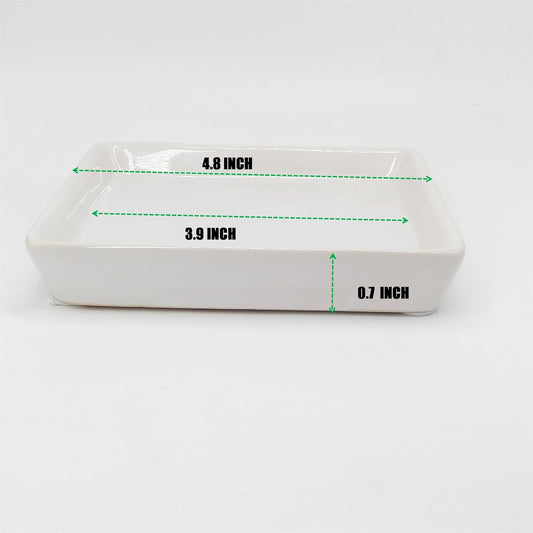 Square Plant Saucer 4 Inch 2 Pack，Plant Trays for Pots, White Ceramic Plant Saucers for Indoors Outdoors, Plant Drip tray 4 6 8 10 12 14 Inch