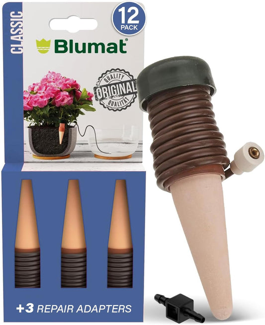Blumat Classic Plant Watering Stakes (12 Pack) (with Adapater)
